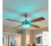 RGB LED Soffitto Ventilatore Argento Telecomando Radiatore Timer Lampada 132 CM