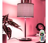 RGB LED Tavolino Lampada Cromo Telecomando Tessuto Dimmerabile da Tavolo Metallo [EEK: F]