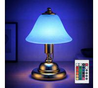 RGB LED Tavolo Lampada Ottone Leggere Notte Luce Telecomando Vetro Dimmerabile