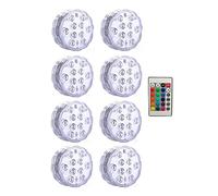 Rgb. Luci a LED sommergibili a batteria a luci a spot subacquea con vaso remoto bowl stagno giardino decorazione del partito(1 controller 8 Lamp)