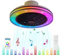RGB Musicale Fan Plafoniera con Bluetooth Altoparlante Ventilatore da Soffitto con Luce e Telecomando Dimmerabile Silenzioso Lampada da Soffitto Bambini Soggiorno camera da letto Fan Illuminazione
