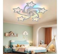 RGB Plafoniera con Ventilatore da Soffitto, Reversibile 6 Velocità Pale da Soffitto con Luce, Dimmerabile con Timer, Ventilatore da Soffitto con Luce e Telecomando Silenzioso, Camera da Letto Bambini