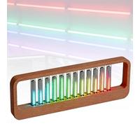 RGB Sound Pickup Spectrum Lamp,Audio Spectrum Analyzer Display,with 12 Nixie Tube,7 Kinds of Preset Mode,Wooden Base and Audio Interface,for Studio,Gamingroom
