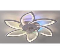Rgb Ventilatore Da Soffitto Con Luce Con Telecomando App, Bambino Lampadario Ventilatore Reversibile 6 Velocità Dimmerabile Ventola Soffitto Con Luce Memoria Silenzioso Timing Cameretta, Bianco H 78CM