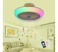 RGB Ventilatore Da Soffitto Con Luce E Telecomando, Ventilatore Soffitto Con Luce Wifi Plafoniera Ventilatore Soffitto E Cassa Bluetooth Lampadario Con Ventilatore Da Soffitto 45CM,A
