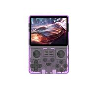 RGB20S - Console di gioco palmare retrò Pow Kitty, gioco arcade portatile, con scheda integrata da 16+64G e 15000 giochi, schermo IPS da 3,5 pollici (viola trasparente)