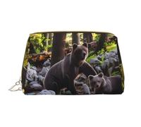 Rge and Small Black Bears - Trousse in pelle con chiusura a cerniera, portatile, impermeabile, per casa, viaggi, per organizzare articoli da toeletta, bianco, Taglia unica