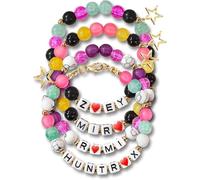 RGEVGER Set di 4 braccialetti coreani per ragazze con onda coreana, roba da ragazza per fan, regali per cosplay, kit di braccialetti con nome, amicizia e migliore amica, per i fan del cinema dell'onda