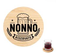 RGHSZ Regalo Nonno Natale e Compleanno, Sottobicchiere in Legno con Birra e Scritta per Nonno, Idea Originale per la Festa dei Nonni dai Nipoti, 10 x 10 cm