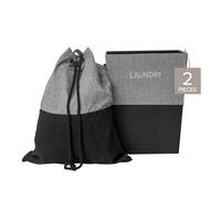 RGI Home Set da 2 pezzi con borsa per la biancheria e cesto portabiancheria con manici per il trasporto, tela resistente e lavagna grigia, nero e grigio