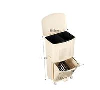 RGOEMHJ Pattumiera Da Cucina Dal Design Sottile E Salvaspazio, Con Controllo Degli Odori, Coperchio - Cestino Alto A Doppio Contenitore for La Separazione Del Bagnato Dell'asciutto per rifiuti