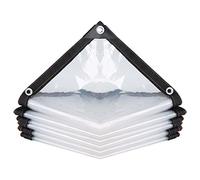 RGRE Trasparente Telone Impermeabile 2x8m, Telone di Copertura con Occhielli Rinforzati, PVC Telo Protezione, A Prova di Vento Antipolvere Telone, per Giardino, Piscina, Auto