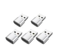 rgrfgQWDS 5/10 adattatori da USB a tipo C OTG, da USB-A maschio a USB-C femmina, per il trasferimento dati del computer portatile (argento, 5 pezzi)