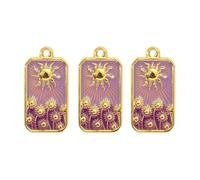 RGYBAO 3 eleganti ciondoli in acciaio placcato oro a forma di girasoli per donne, con carta dei tarocchi smaltata e ciondolo a forma di stella a mezzaluna, 2.5x1.3cm, Acciaio al titanio, Nessuna