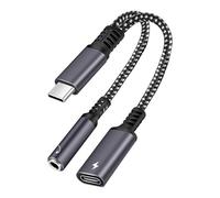 RGYBAO Adattatore da USB C a 3,5 mm con ampia compatibilità del dispositivo per audio ad alta risoluzione e ricarica audio auto adattatore USB C con microfono