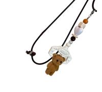 RGYBAO Adorabile collana con ciondolo a forma di orso di peluche marrone, accessorio alla moda per bambini e adolescenti e stili adorabili alla moda da donna con ciondolo a forma di orso flocc