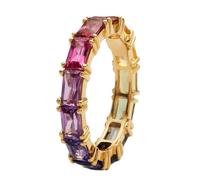 RGYBAO Anelli di zircone multicolore alla moda gioielli in rame delicati gioielli arcobaleno alla moda bande perfette per l'uso quotidiano arcobaleno zircone, Gold, come descritto, come descritto