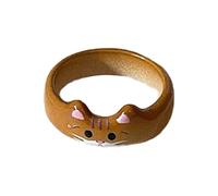 RGYBAO Anelli fatti a mano con gatti a tema animale, accessorio per donne e appassionati di moda Capodanno, 1.8-2cm, plastica/resina, Nessuna pietra preziosa