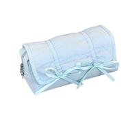 RGYBAO Astuccio per matite con fiocco, per studentesse, ragazze, donne, grande capacità, organizer per penne, matite, cosmetici, da viaggio, Blu, 20x11x7cm, come da immagine