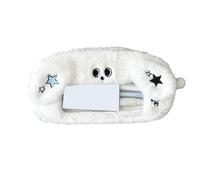 RGYBAO Astuccio per penne in peluche con cane cartone animato, astuccio morbido a forma di animale, grande capacità, con finestra trasparente per la scuola, Blu, 21*11*4cm, come da immagine