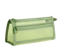 RGYBAO Astuccio trasparente a doppio strato con maglie per matite a rete Borsa a rete Borsa per penne di grande capacità per il rientro a scuola forniture per ragazza, Verde, 22*6*10cm, come da