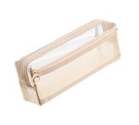 RGYBAO Astuccio trasparente a doppio strato, portapenne, organizer per penne, borsa da viaggio per trucchi, Marrone, 22*6*9cm, come da immagine