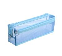 RGYBAO Astuccio trasparente a doppio strato, portapenne, organizer per penne, borsa da viaggio per trucchi, Blu, 22*6*9cm, come da immagine