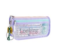 RGYBAO Astuccio trasparente ad alta capacità per matite e pennarelli, organizer da viaggio, borsa per cosmetici per adulti e studenti, Viola, 21x10.5x5.50cm