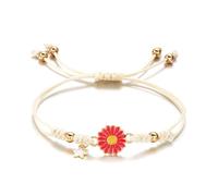 RGYBAO - Bracciale da donna con fiore di stella, cinturino in corda regolabile, ideale per amicizia e coppia, 16-24 cm, lega + corda intrecciata, non è una pietra preziosa, 16-24cm, Lega + corda