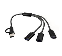 RGYBAO Cavo splitter femmina a 2/3 porte USB 2.0 Cavo adattatore USB per trasferire file e caricare due/tre dispositivi Linea di nylon USB C Splitter per più dispositivi