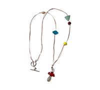 RGYBAO Collana a catena con ciondolo a forma di fungo smaltato multicolore per le donne accessori gioielli alla moda catena maglione fungo in resina alla moda, One Size, come descritto, come descritto