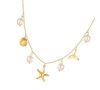 RGYBAO Collana a tema marino con conchiglie e stelle marine, robusta e confortevole, collana a tema Oceanics, One Size, come descritto, come descritto