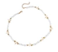 RGYBAO Collana delicata con perline di mare, comoda collana adatta per un abbigliamento ispirato al mare, 41+5cm, Cristallo artificiale, Nessuna pietra preziosa