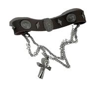 RGYBAO Collana girocollo in pelle stile punk con ciondolo a croce e borchie romane per una collana unica alla moda con croci in lega