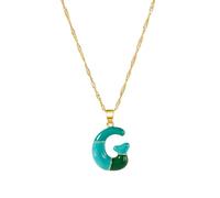 RGYBAO Collana in lega con lettera colorata personalizzata, catena regolabile, da indossare tutti i giorni, con ciondolo a forma di lettera per le donne, 55+3CM, Metallo, Nessuna pietra preziosa