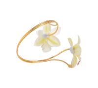 RGYBAO Elegante bracciale in ferro con design Frangipani, comodo da indossare, regolabile, gioiello per lei regalo unico, gioielli per il corpo da donna da indossare tutti i giorni con anelli floreali