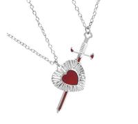 RGYBAO Elegante collana a forma di cuore con spade che simboleggia amore e forza, per anniversari o San Valentino, 50cm, Metallo, Nessuna pietra preziosa