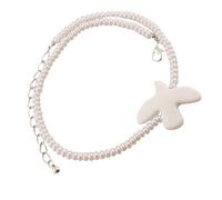 RGYBAO Elegante collana bianca con colombe della pace che simboleggia l'amore e le speranze eleganti orecchini pendenti adatti per donne e ragazze regalo, 39 cm, Resina, Nessuna pietra preziosa