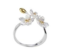 RGYBAO Eleganti anelli regolabili con fiore di iris, colore argento, anelli regolabili che evidenziano eleganti ed eleganti disegni floreali, regolabili, argento, senza pietre preziose, Adjustable,