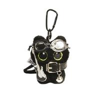 RGYBAO Grazioso portachiavi in peluche a forma di gatto nero, accessorio unico da appendere per donne e studenti, come da immagine., 9.5x7.5cm, Tenere la chitarra
