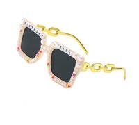 RGYBAO Oversize Shades Per Compleanno Ragazza Sfumature Vintage Lens Hip Hop Telaio Leggero Perle Lenti Colorate Perle, G