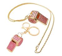 RGYBAO Set di 2 portachiavi e collana con fischietto con strass e struttura in lega, 6 eleganti opzioni di colore per l'uso quotidiano, 43.5cm/4.3x1.9cm/4.4x2cm, Metallo, Nessuna pietra preziosa