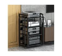 RGZFYH HIFI Rack Supporto HIFI regolabile for audio-video, moderno supporto multimediale AV con ruote, supporto for torre audio in metallo, console di gioco mobile for la casa TV(Svart,4 Tier)