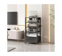 RGZFYH HIFI Rack Supporto multimediale AV con cassetto, rack audio, mobile stereo, ripiani regolabili for riporre i supporti multimediali con ruote for lettori DVD e console di gioco TV(Svart,5 Tier)