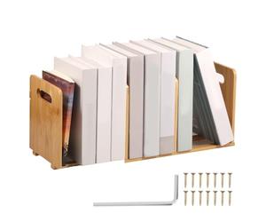 RHAIQBVC Libreria da scrivania in legno di bambù, da 32 cm a 60 cm, espandibile, con manici per il trasporto, piccola libreria portatile per forniture per ufficio e casa