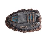 Rhawuy Aquarium Ship Ornament | Lifelike Synthetic Material Spaceship Hideout for Fish Enclosure | Safe Decoration for Freshwater/Saltwater Aquariums/Fish Enclosures