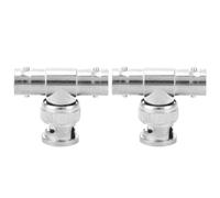 Rhawuy BNC T Adapter Male to Dual Female | 2 - Pack Splitter for CCTV/Security Cameras/Workstations | Zinc Connector & ABS Insulator, 24g