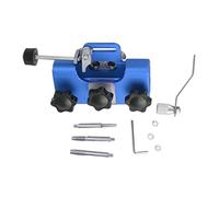 Rhawuy Chainsaw Sharpener | Hand Crank Sharpening Jig for Electric Saws/Outdoor Tools | Portable & Lightweight Aluminum Alloy, 3 Grinding Heads Included (Blue)