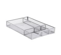 Rhawuy Desk Drawer Organizer | 5 Compartments Keep Desk Clutter - Proof | Metal Mesh Storage Tray for Office/Home/Kitchen | Non Slip Rubber Pads, Easy Wipe