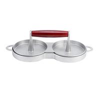 Rhawuy Hamburger Patty Maker Press | 2 Grid Non - Stick Design with Wood Handle | Round Shape DIY Burger Press for Kitchen/BBQ/Restaurant | Aluminum Alloy Construction, Easy to
